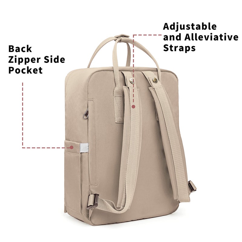 KALIDI Casual Laptop Backpack 15 Inches Classic Camping Rucksack Travel Outdoor Square Daypack College Hiking Gym Bag, Khaki - Image 5