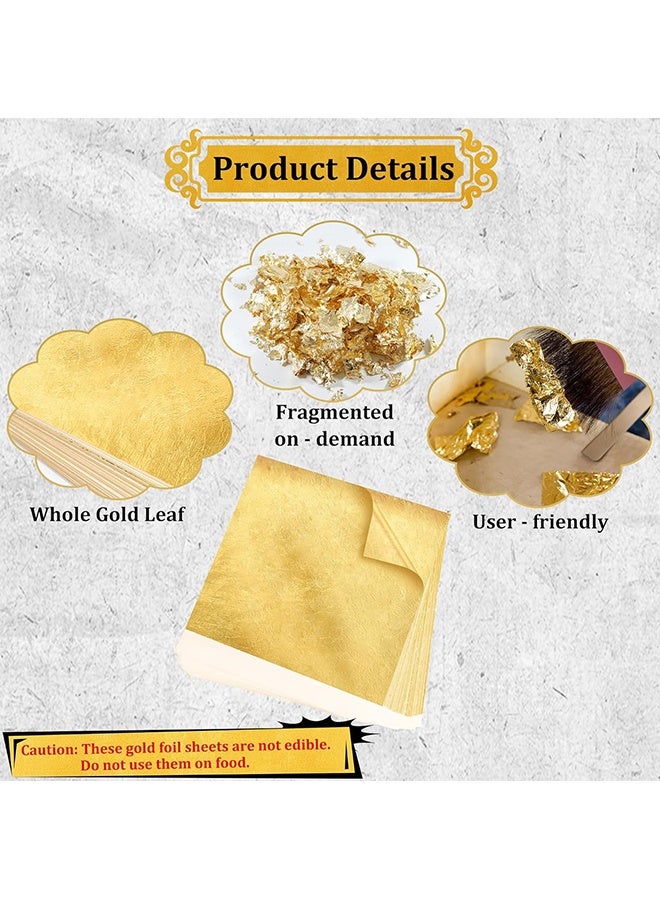 Wffo 200 Pcs Imitaion Gold Leaf Sheets for Resin - for Art,Crafts,Resin,Painting,Furniture,Decoration - 3.15×3.35 inches - Gold - Image 2