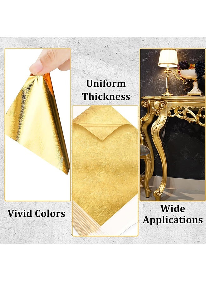 Wffo 200 Pcs Imitaion Gold Leaf Sheets for Resin - for Art,Crafts,Resin,Painting,Furniture,Decoration - 3.15×3.35 inches - Gold - Image 3
