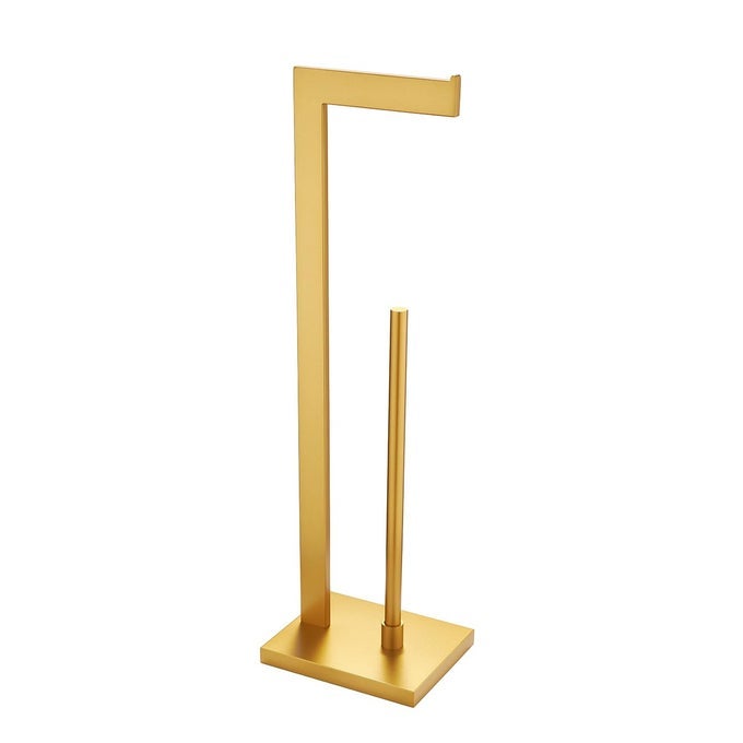 BATHROOM LAVATORY TOILET PAPER HOLDER STAINLESS STEEL FREESTANDING TOILET TISSUE ROLL HOLDER SQUARE STYLE GOLD F03G2