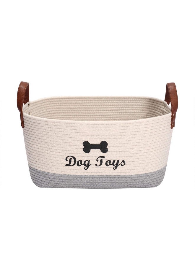 Morezi Large Cotton Dog Toy Basket, 16.5"X10.6"X 7.5" Puppy Toy Basket, Puppy Bins, Pet Organizer, Laundry Basket Storage Bin - Perfect For Organizing Pet Toys, Blankets, Leashes, Coat And Stuff - Beige Gray  - Image 1
