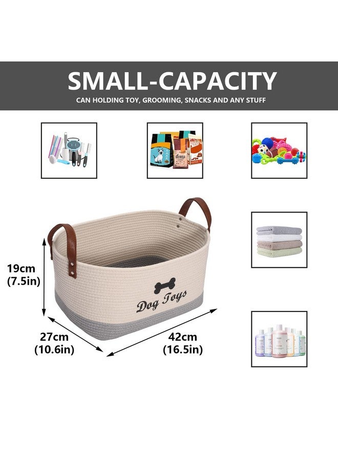 Morezi Large Cotton Dog Toy Basket, 16.5"X10.6"X 7.5" Puppy Toy Basket, Puppy Bins, Pet Organizer, Laundry Basket Storage Bin - Perfect For Organizing Pet Toys, Blankets, Leashes, Coat And Stuff - Beige Gray  - Image 2