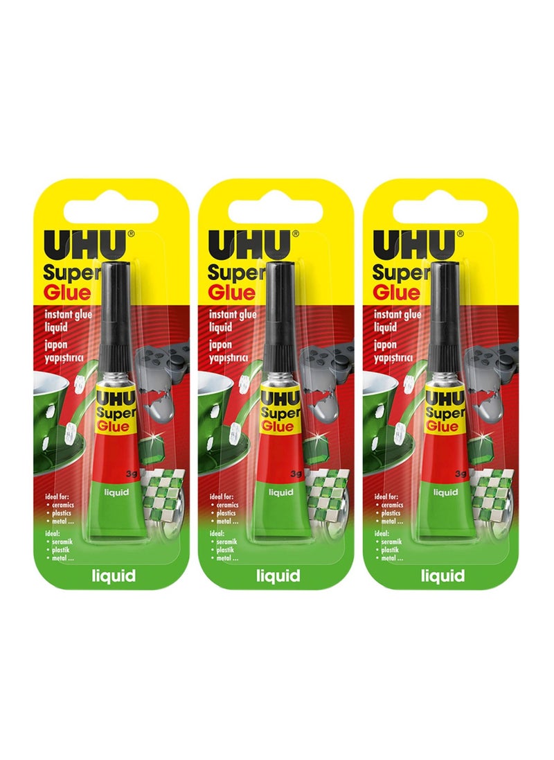 UHU - 3-Piece Extra Last Liquid Super Glue - Image 1