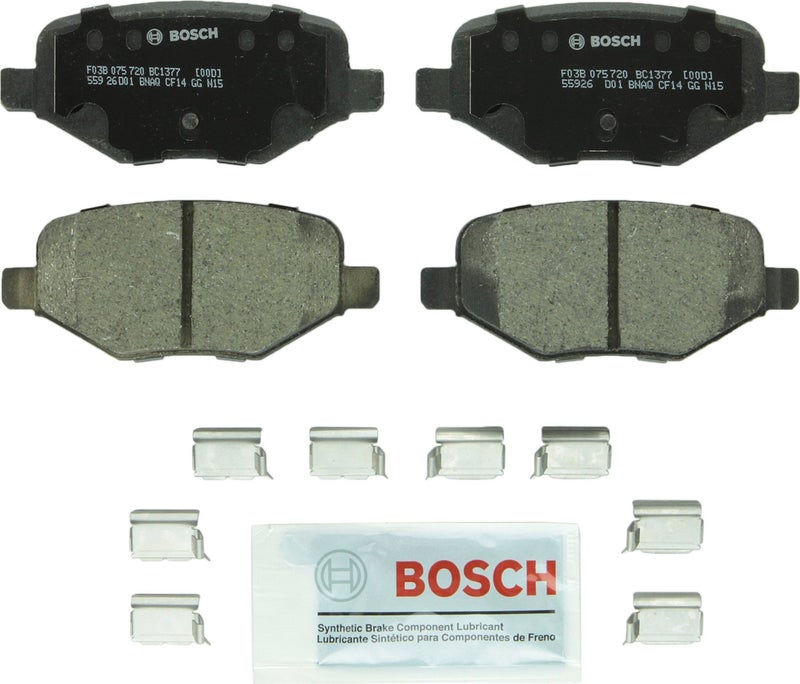 BOSCH مجموعة وسادات الفرامل السيراميكية الهادئة من بوش BC1377 - متوافقة مع بعض سيارات فورد إيدج، إكسبلورر، فليكس، شرطة إنترسيبتور يوتيليتي، تورس؛ لينكولن MKS، MKT، MKX؛ خلفي - Image 2