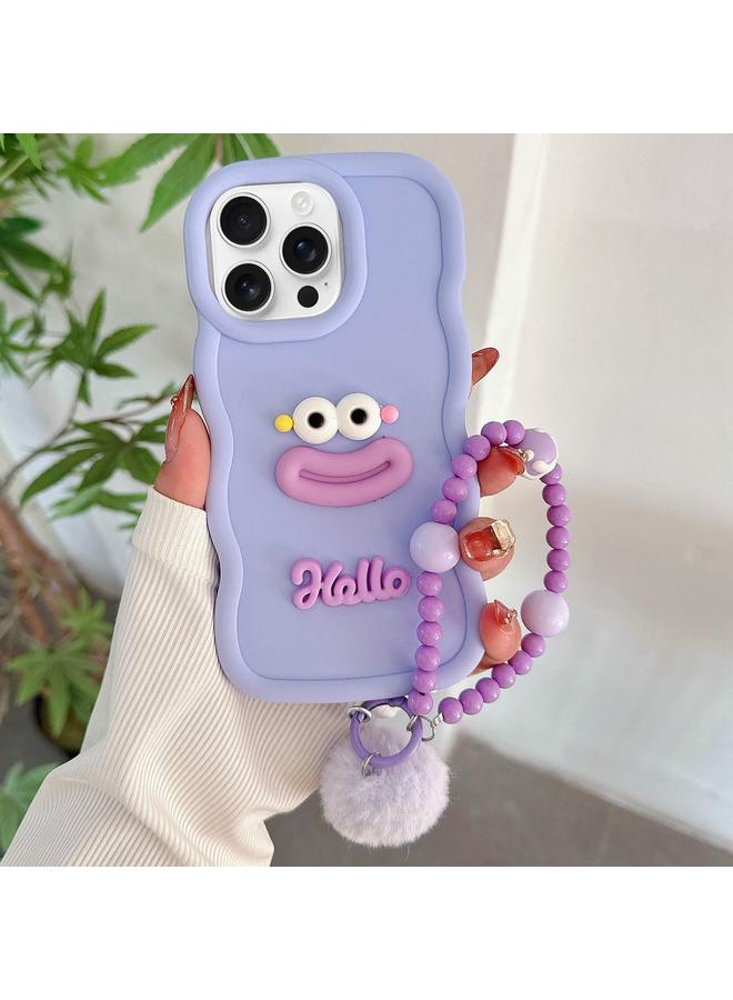 The Bros Case For iPhone 16 Pro Max Cartoon Sausage Mouth TPU Phone Case with Bead Chain