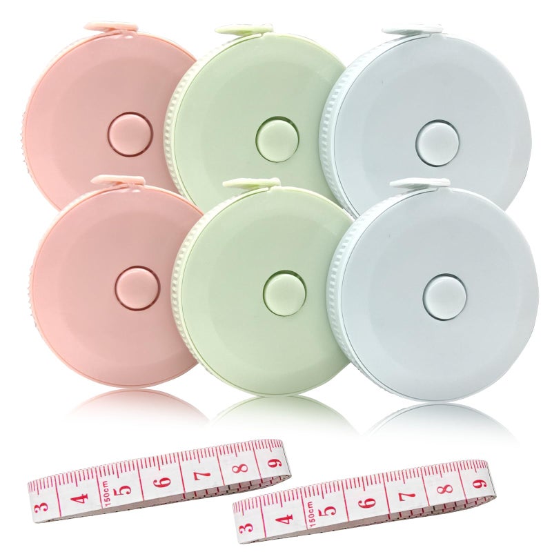 SmaringRobot 6 Packs Retractable Tape Measure + 2PCS Soft Measuring Tape for Body Measurements(60-Inch), Premium Sewing Tape Double Scale Vinyl Ruler for Weight Loss Medical Tailor Fabric Cloth Knitting Craft - Image 1