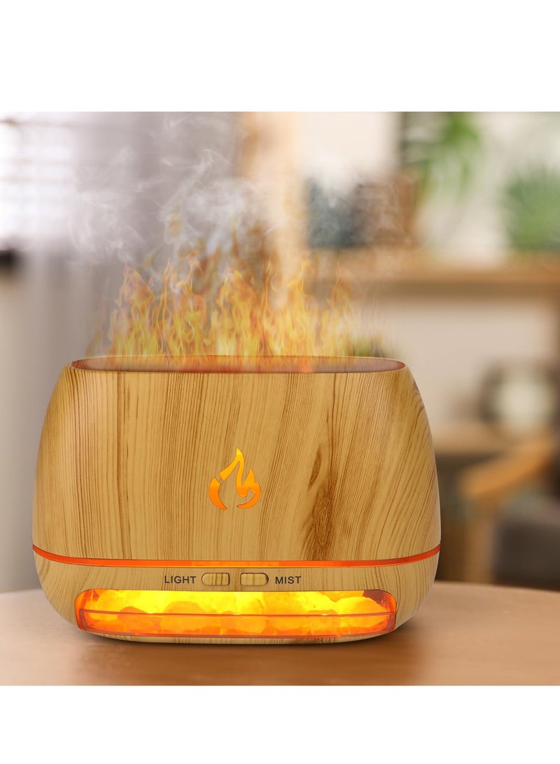 spa luxetique 3-in-1 Himalayan Salt Rock Scent Diffuser, Ultrasonic Essential Oil Diffuser, Simulation Flame Diffuser, 7 Colors Changing Oil Diffuser, Wood Grain Aroma Diffuser 200ml  - Image 1