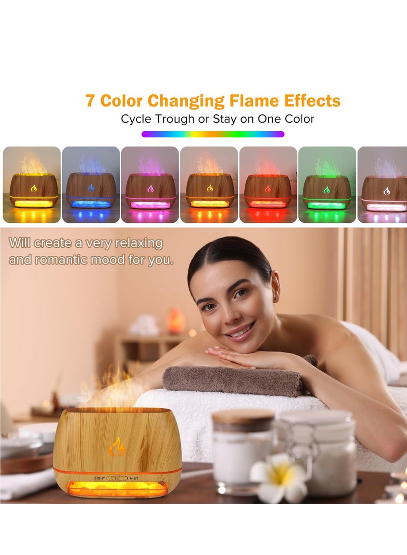 spa luxetique 3-in-1 Himalayan Salt Rock Scent Diffuser, Ultrasonic Essential Oil Diffuser, Simulation Flame Diffuser, 7 Colors Changing Oil Diffuser, Wood Grain Aroma Diffuser 200ml  - Image 2