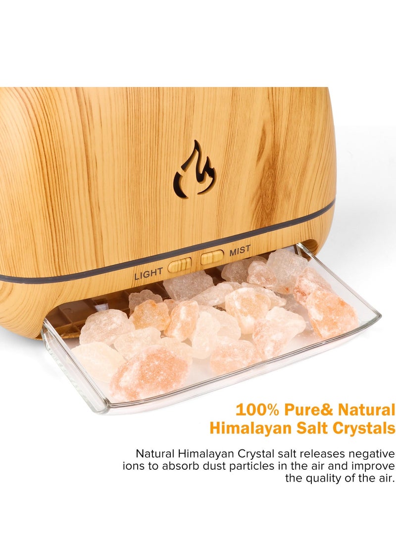 spa luxetique 3-in-1 Himalayan Salt Rock Scent Diffuser, Ultrasonic Essential Oil Diffuser, Simulation Flame Diffuser, 7 Colors Changing Oil Diffuser, Wood Grain Aroma Diffuser 200ml  - Image 3