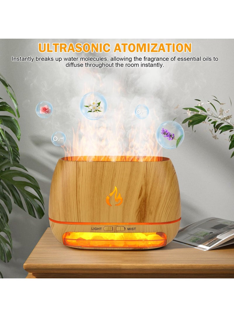 spa luxetique 3-in-1 Himalayan Salt Rock Scent Diffuser, Ultrasonic Essential Oil Diffuser, Simulation Flame Diffuser, 7 Colors Changing Oil Diffuser, Wood Grain Aroma Diffuser 200ml  - Image 5