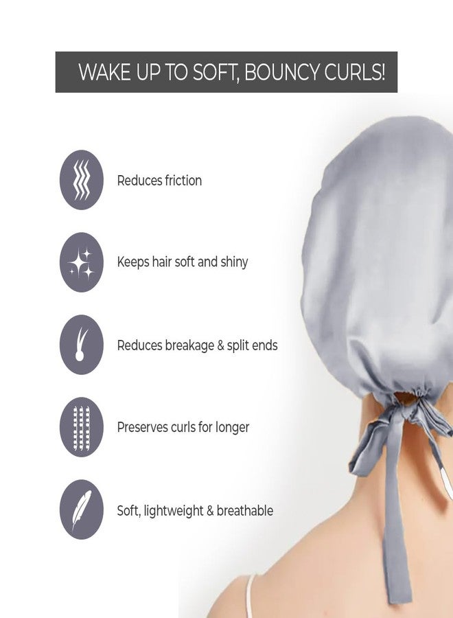PROLIXR Satin Hair Bonnet with Ribbon Tie Band (Grey) | Hair Care - Soft, Lightweight, and Hydrating | Silk bonnet for hair | Curly Hair Products | Created by Savio John Pereira - Image 4