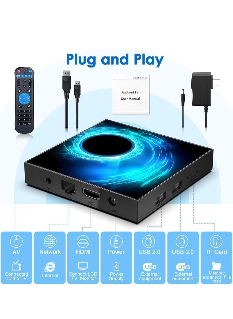 T95 - T95 Android TV Box with 8GB RAM, 128GB ROM | Latest Android 10.0 TV Box with 6K Ultra HD, 3D Support | H616 Quad-Core Cortex-A53 CPU | High-Speed 2.4G/5G Dual-Band Wi-Fi | 100M LAN Ethernet & Bluetooth Smart TV Box for Smooth Streaming and Gaming - Image 1