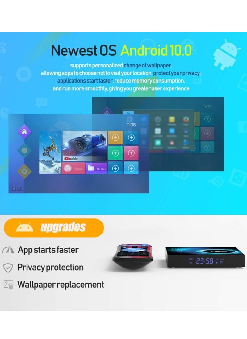 T95 - T95 Android TV Box with 8GB RAM, 128GB ROM | Latest Android 10.0 TV Box with 6K Ultra HD, 3D Support | H616 Quad-Core Cortex-A53 CPU | High-Speed 2.4G/5G Dual-Band Wi-Fi | 100M LAN Ethernet & Bluetooth Smart TV Box for Smooth Streaming and Gaming - Image 1
