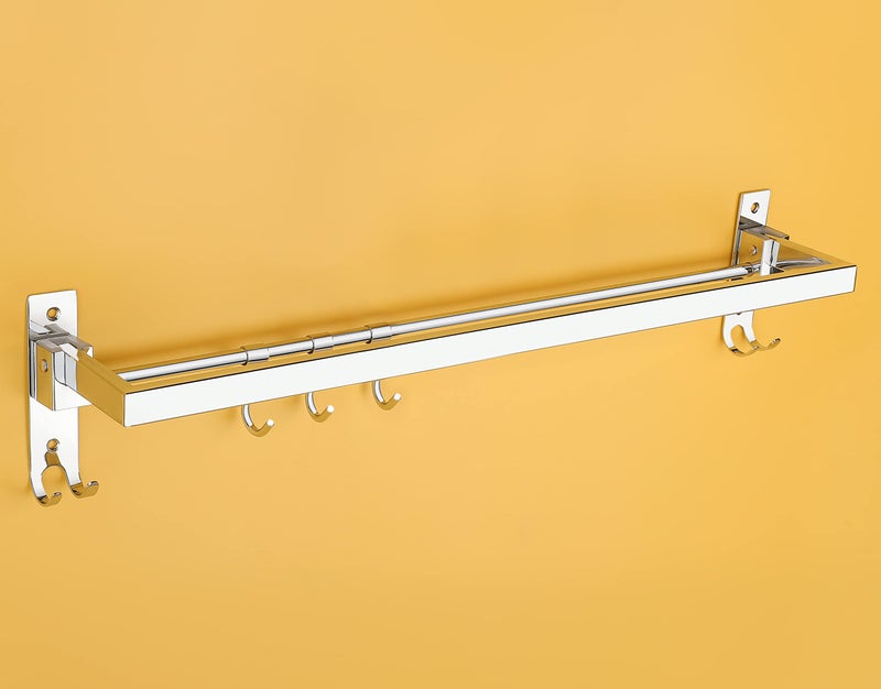 iSTAR Stainless Steel 304 Grade Square Foldable Towel Hanger for Bathroom/Towel Rod/Bar/Bathroom Accessories(24inch-Chrome Finish) - Pack of 1 - Image 1