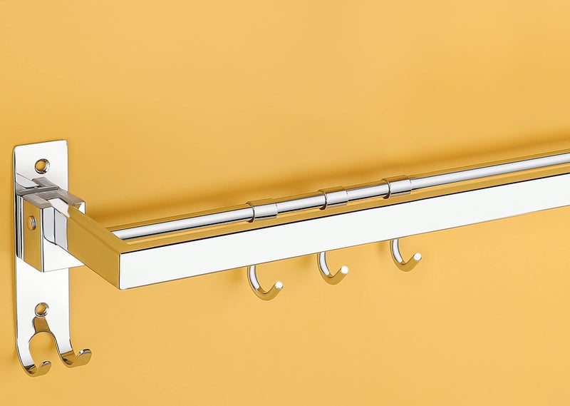 iSTAR Stainless Steel 304 Grade Square Foldable Towel Hanger for Bathroom/Towel Rod/Bar/Bathroom Accessories(24inch-Chrome Finish) - Pack of 1 - Image 3