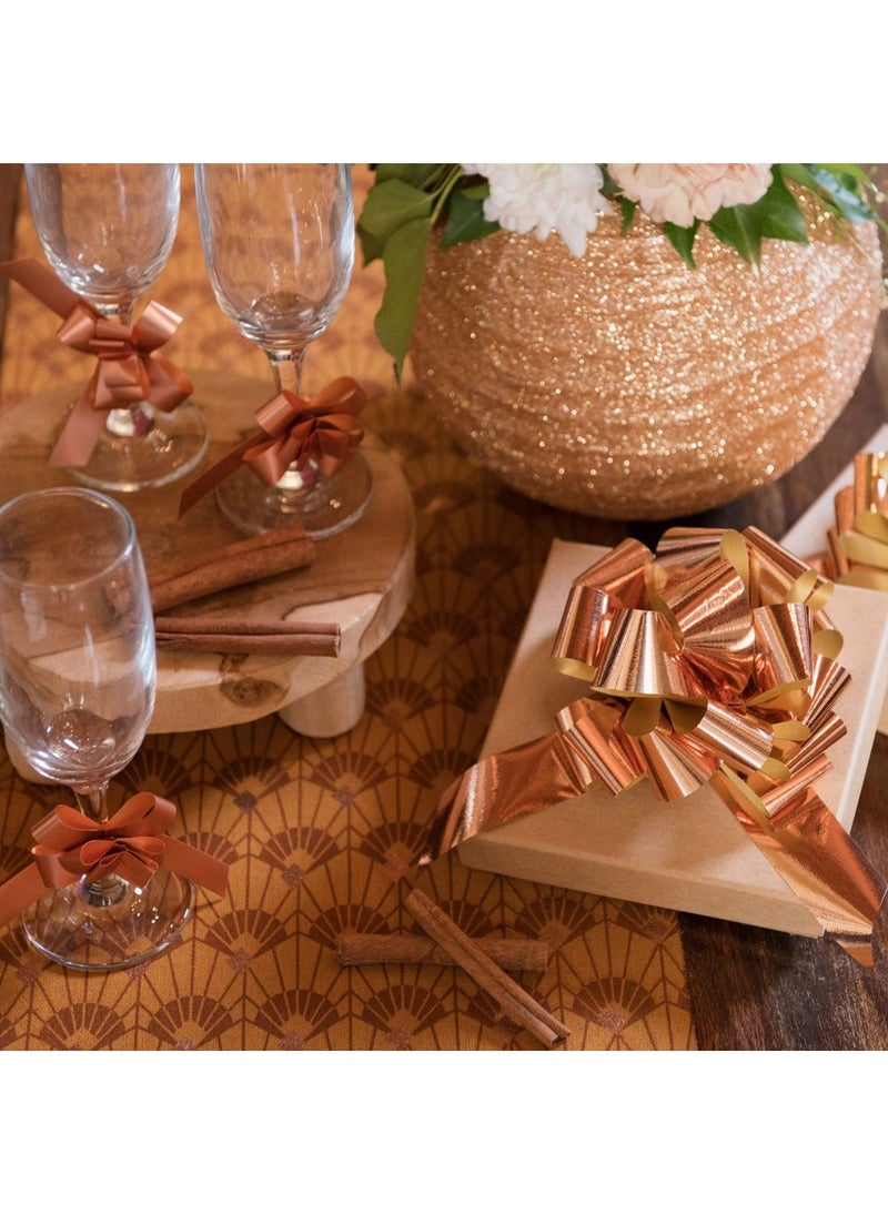 SANTEX Large Decorative Gift Bow Rose Gold Polyester 30cm 5-Pack - Image 2