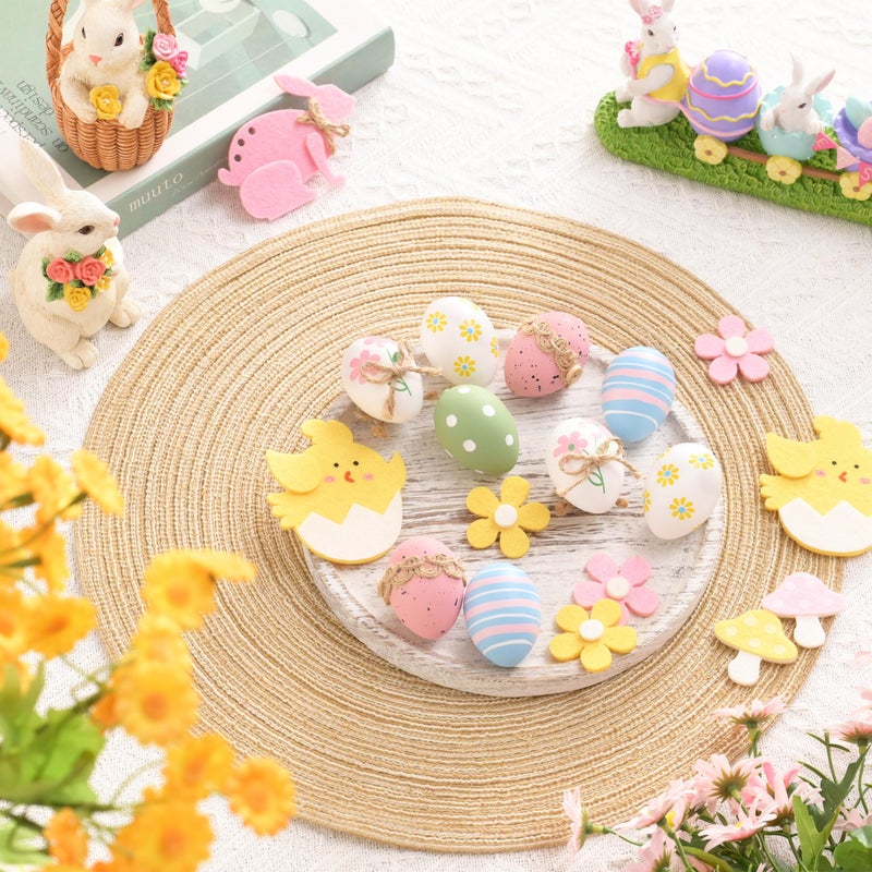 Valery Madelyn 12pcs بيض عيد الفصح البلاستيكي زخارف شجرة الديكور 2 '' الباستيل الوردي الأزرق البيض عيد الفصح للزخارف عيد الفصح زخرفة البيض معلقة لبيض العطلة الربيع - Image 1