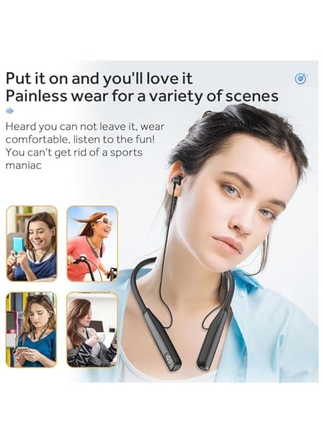 Generic Azonee Wireless Headphones, Neckband Bluetooth Wireless Headphones with LED Power Display Bluetooth 5.3 Wireless Earbuds, Waterproof in-Ear Hi-Fi Stereo Gamers Earbuds for Sports Gym Running  - Image 2
