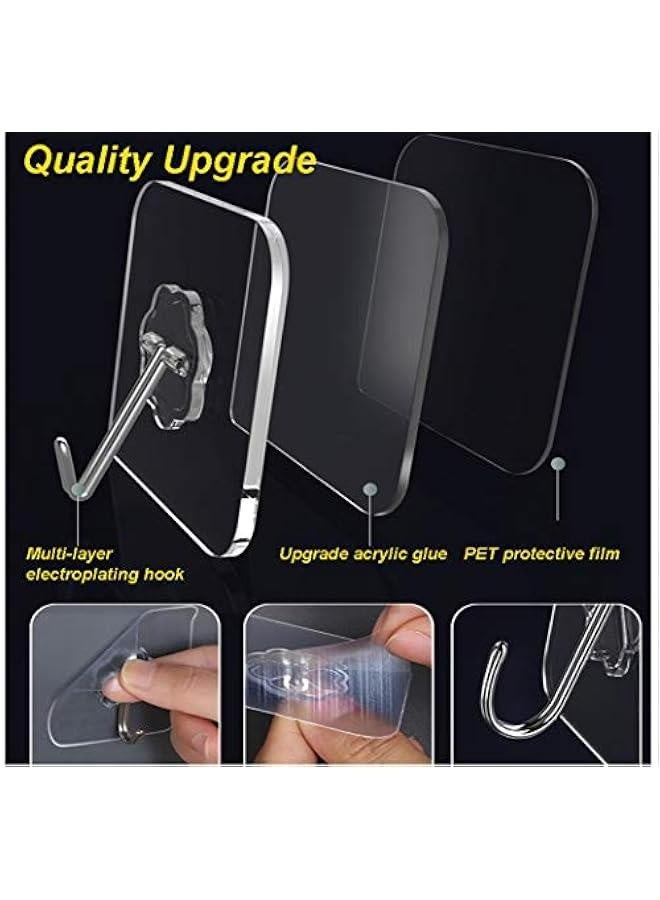 Adhesive Hooks , Transparent Reusable Utility Hooks Heavy Duty Wall Hooks 13lb(Max) Seamless Hooks Waterproof and Oil Proof for Kitchen Bathroom and Kitchen (12) - Image 2