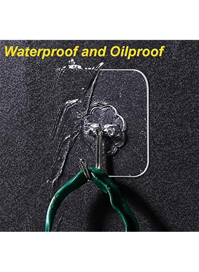 Adhesive Hooks , Transparent Reusable Utility Hooks Heavy Duty Wall Hooks 13lb(Max) Seamless Hooks Waterproof and Oil Proof for Kitchen Bathroom and Kitchen (12) - Image 3