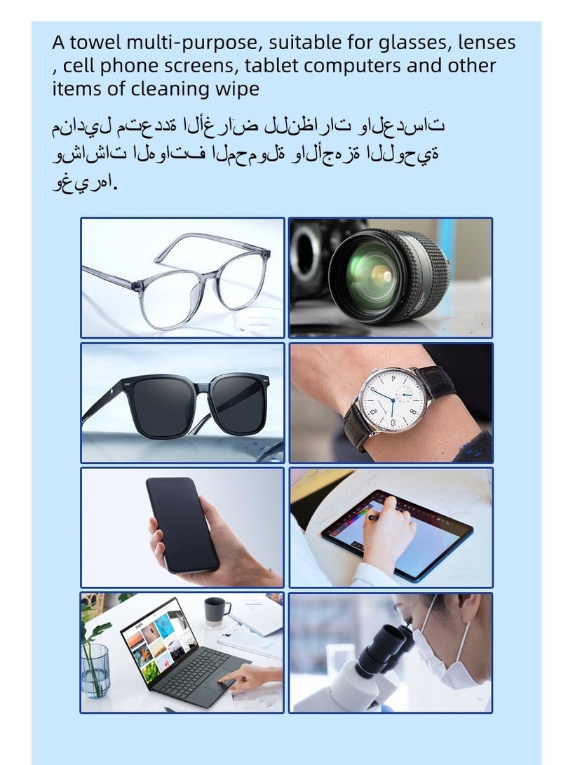 Eyeglasses Wipes 100, Multi-Purpose Lens Cleaning Wipes, Anti Fog Wipes for Glasses,Extra Thick, Pre-Moistened and Quick Drying, Lndividually Wrapped, For All Types of Eyeglasses and Electronic Screens Remove Dust Degrease Trace Free - Image 4