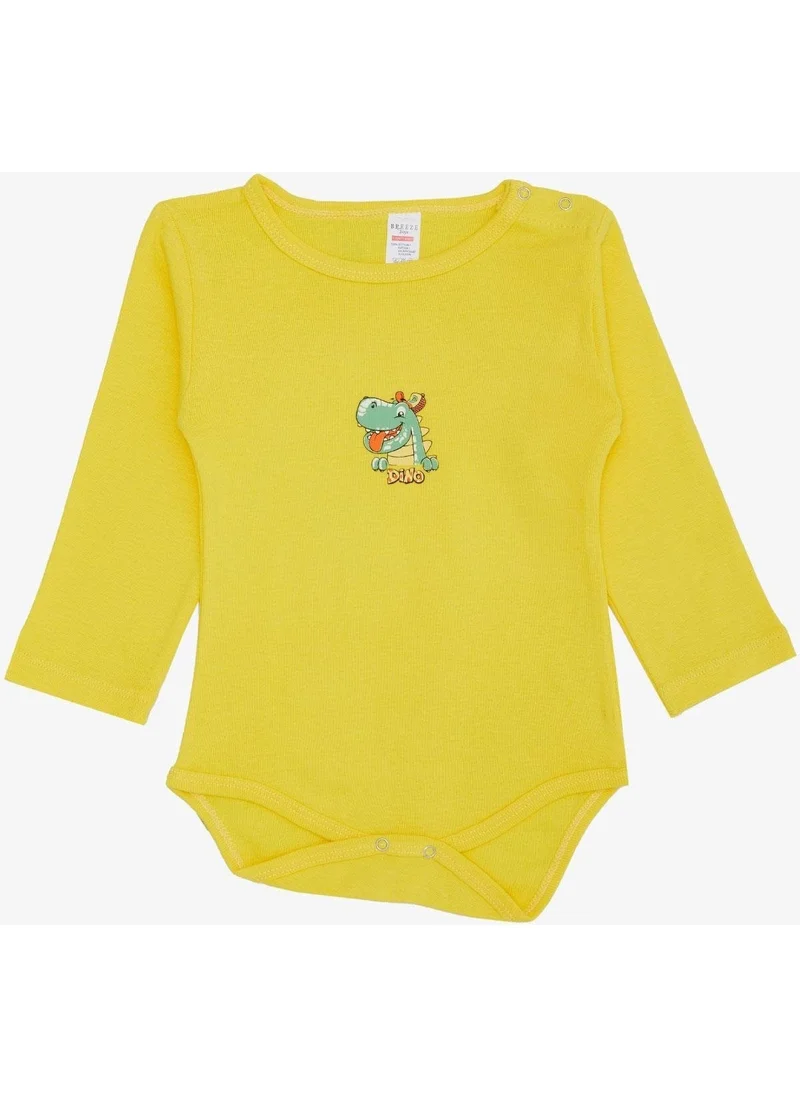 بريز Baby Boy Snap Bodysuit Happy Dinosaur Printed 9 Months-3 Years, Yellow