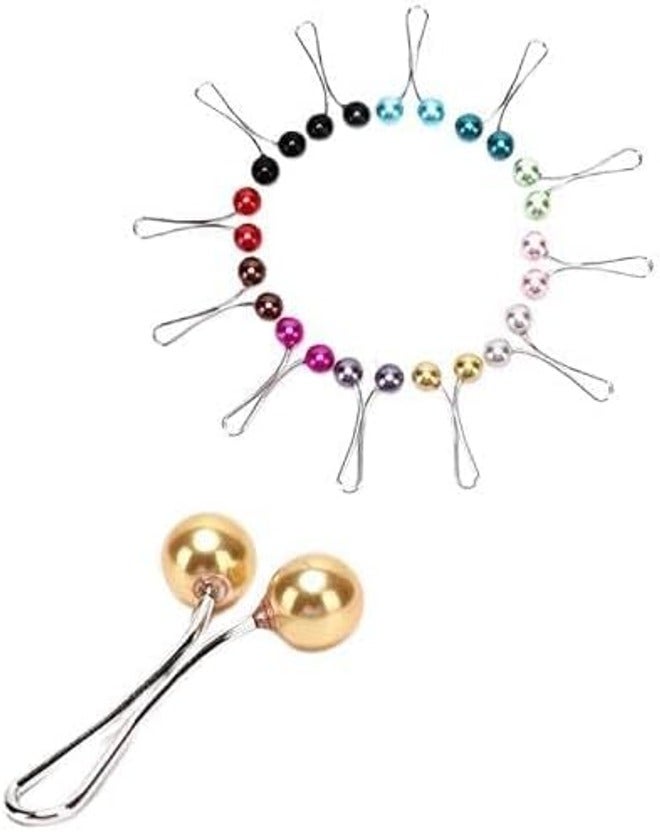 Sanbo 12pcs Muslim Hijab Clip Pins Simulated Pearl Women Girls Scarf Shawl Brooch Clip Hijab Buckles - Image 1