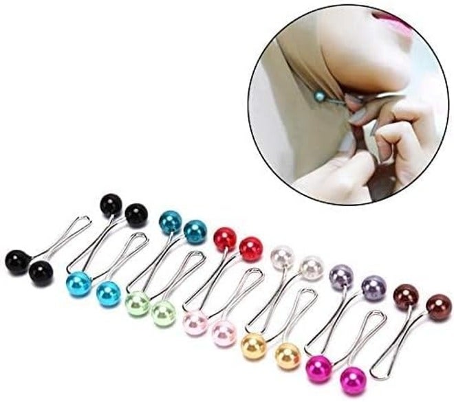 Sanbo 12pcs Muslim Hijab Clip Pins Simulated Pearl Women Girls Scarf Shawl Brooch Clip Hijab Buckles - Image 2
