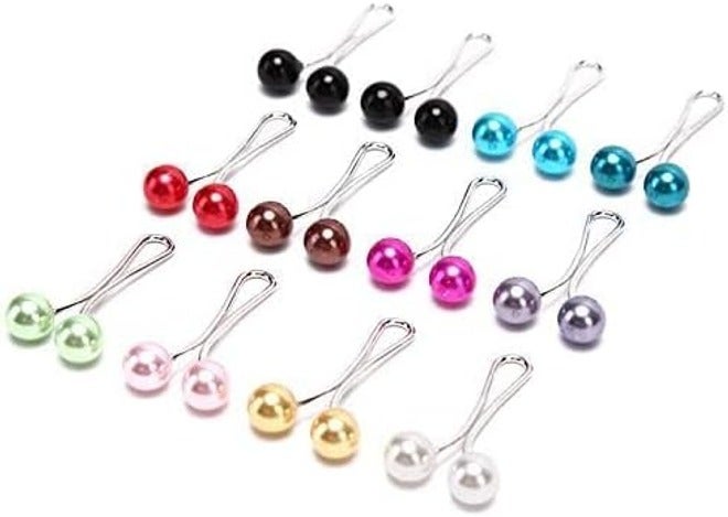 Sanbo 12pcs Muslim Hijab Clip Pins Simulated Pearl Women Girls Scarf Shawl Brooch Clip Hijab Buckles - Image 3