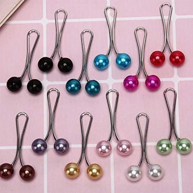Sanbo 12pcs Muslim Hijab Clip Pins Simulated Pearl Women Girls Scarf Shawl Brooch Clip Hijab Buckles - Image 4