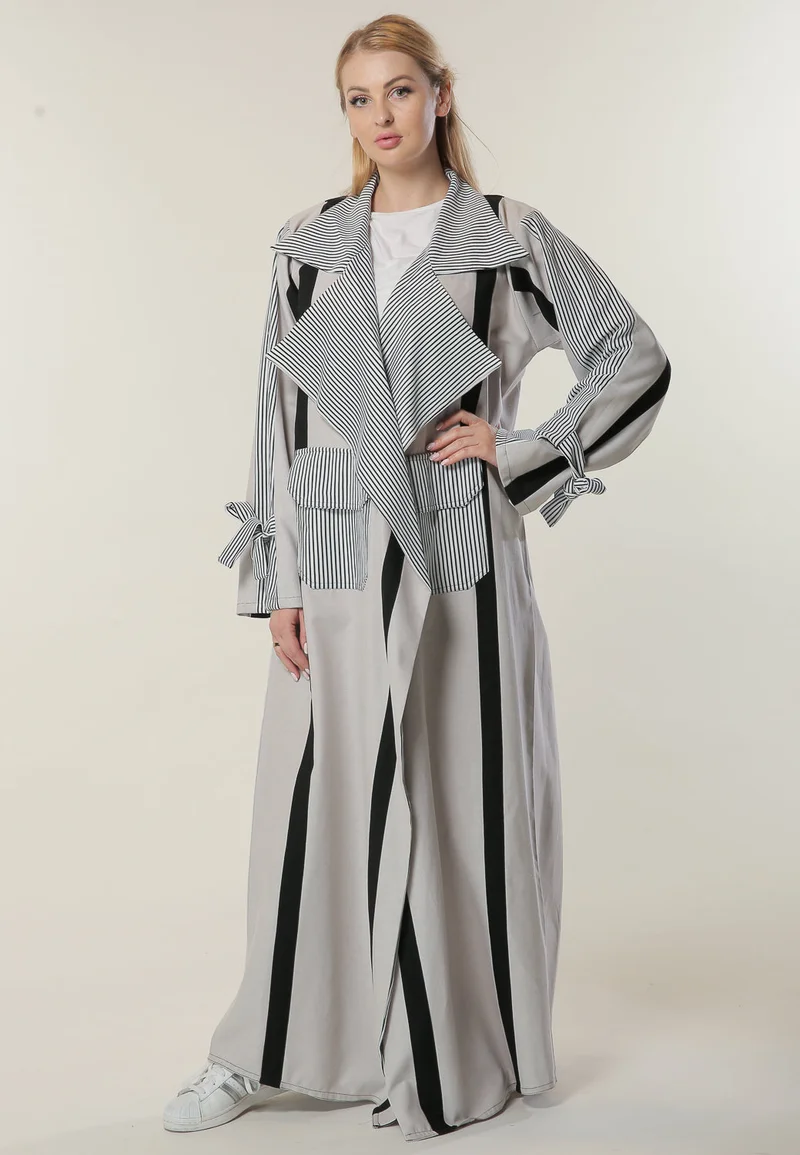 Moistreet Striped Casual Abaya