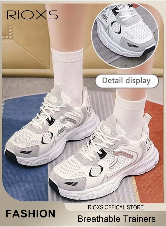 RIOXS - Women's Sneakers, Fashion Casual Athletic Shoes,Comfort Sports Shoes For Women, Ladies Breathable Trainers, Ant-slip Sneaker For Running Jogging Walking,Outdoor Sport Shoes, Lace-up Tennis Shoes, Athlesiure Trainers For Ladies - Image 1