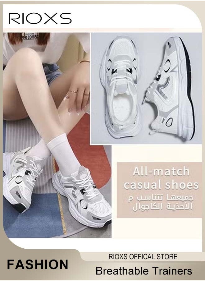 RIOXS - Women's Sneakers, Fashion Casual Athletic Shoes,Comfort Sports Shoes For Women, Ladies Breathable Trainers, Ant-slip Sneaker For Running Jogging Walking,Outdoor Sport Shoes, Lace-up Tennis Shoes, Athlesiure Trainers For Ladies - Image 1
