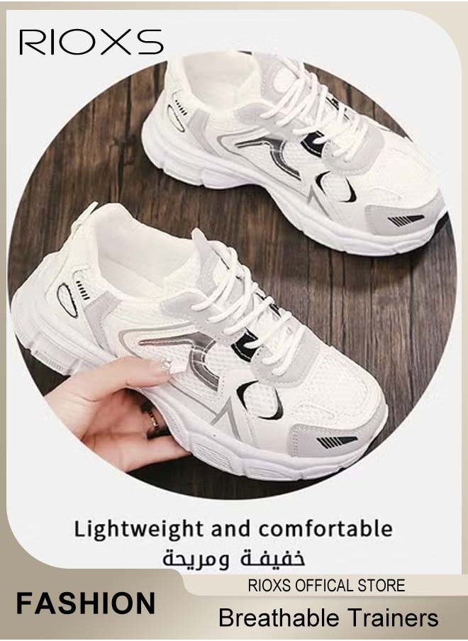 RIOXS - Women's Sneakers, Fashion Casual Athletic Shoes,Comfort Sports Shoes For Women, Ladies Breathable Trainers, Ant-slip Sneaker For Running Jogging Walking,Outdoor Sport Shoes, Lace-up Tennis Shoes, Athlesiure Trainers For Ladies - Image 1
