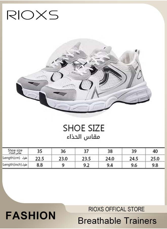 RIOXS - Women's Sneakers, Fashion Casual Athletic Shoes,Comfort Sports Shoes For Women, Ladies Breathable Trainers, Ant-slip Sneaker For Running Jogging Walking,Outdoor Sport Shoes, Lace-up Tennis Shoes, Athlesiure Trainers For Ladies - Image 1