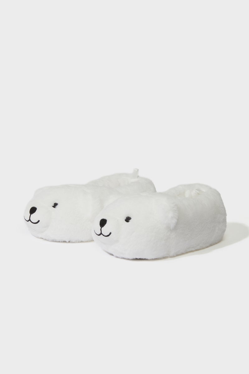 DeFacto White Girl Girl Bear Themed Flat Sole Home Boots Casual - Image 1