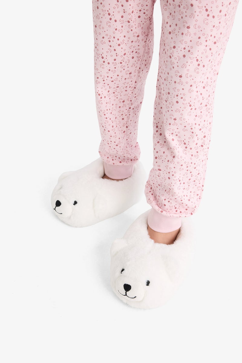 DeFacto White Girl Girl Bear Themed Flat Sole Home Boots Casual - Image 2