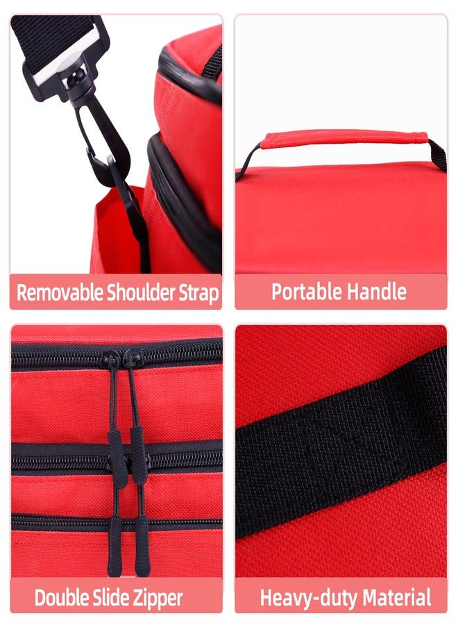 ALSLEA First Aid Bag Empty Large Medical Bag with Shoulder Strap 16”x 9½” x 7” Medicine Organizer Box Travel First Aid kit Emergency Supplies Storage Bag for Car, Home, Office, Outdoor (Red) - Image 3