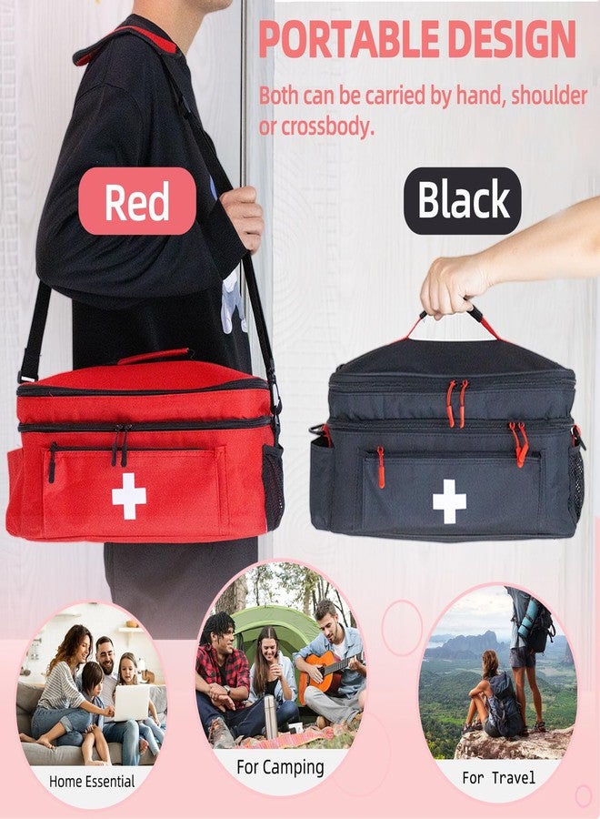 ALSLEA First Aid Bag Empty Large Medical Bag with Shoulder Strap 16”x 9½” x 7” Medicine Organizer Box Travel First Aid kit Emergency Supplies Storage Bag for Car, Home, Office, Outdoor (Red) - Image 5