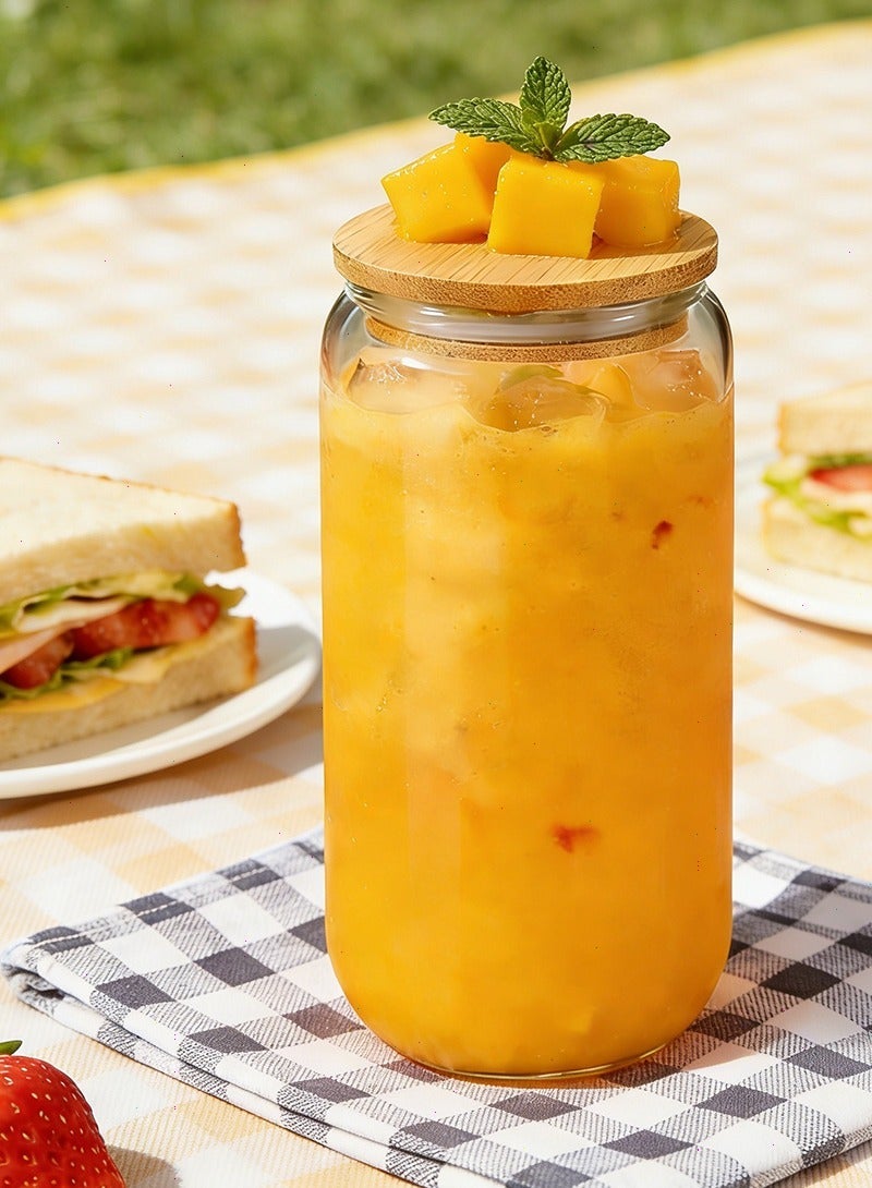 يواوليتي كوب شفاف,كوب قزاز، أكواب ماء بغطاء وقشة، كوب ماء زجاجي، أكواب فقاعات للقهوة المثلجة، العصير، المشروبات، الحليب، الشاي (شفاف) - Image 2