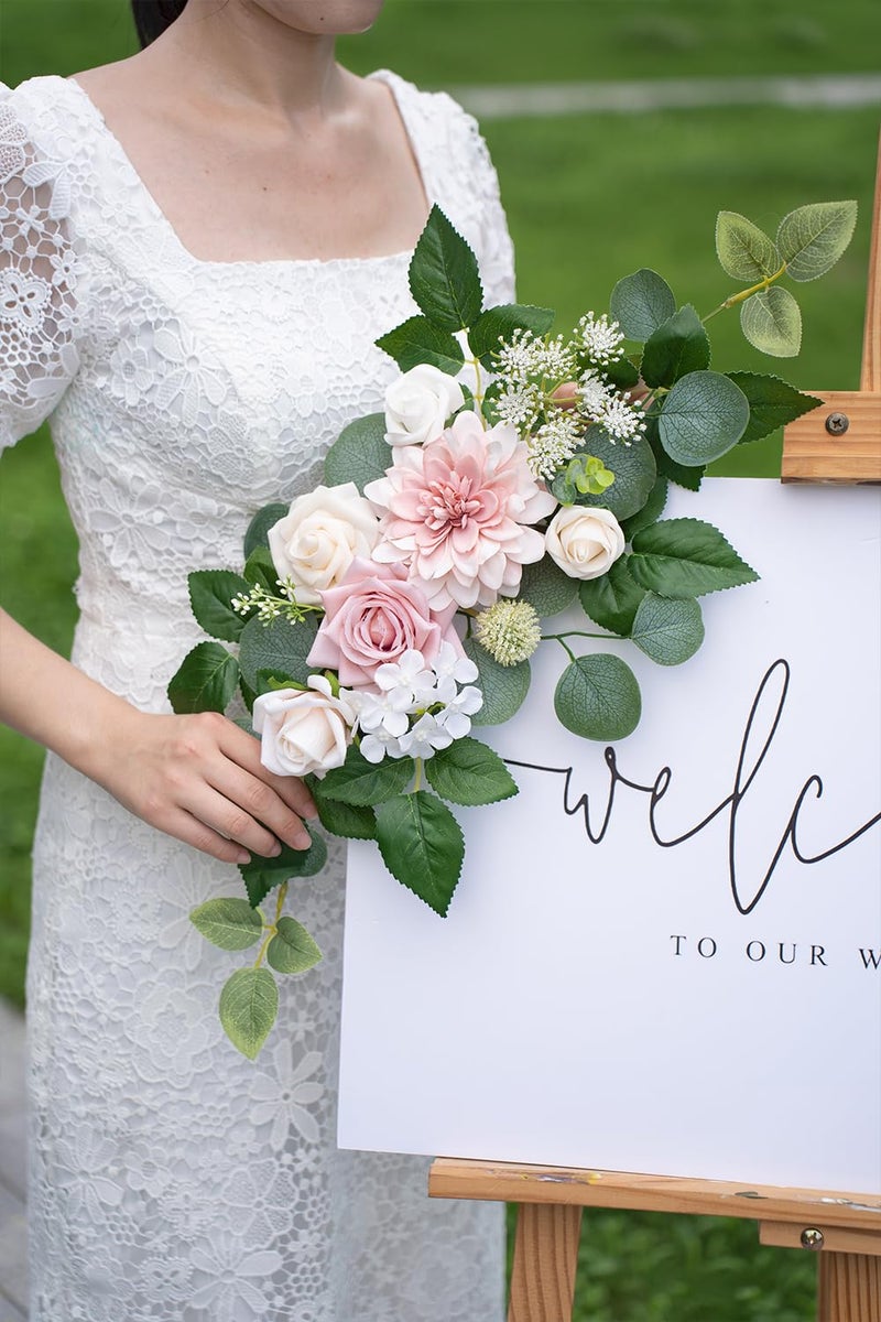 WEIERYUE(Pack of 2 Artificial Flowers Decorations, Wedding Flowers, Wedding, Banquet, Party, Reception Entrance Welcome Sign and Background Decoration(White) - Image 4