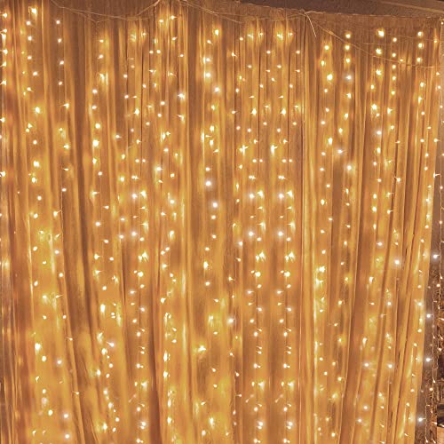 Twinkle Star 300 LED Window Curtain String Light Wedding Party Home Garden Bedroom Outdoor Indoor Wall Decorations Warm White