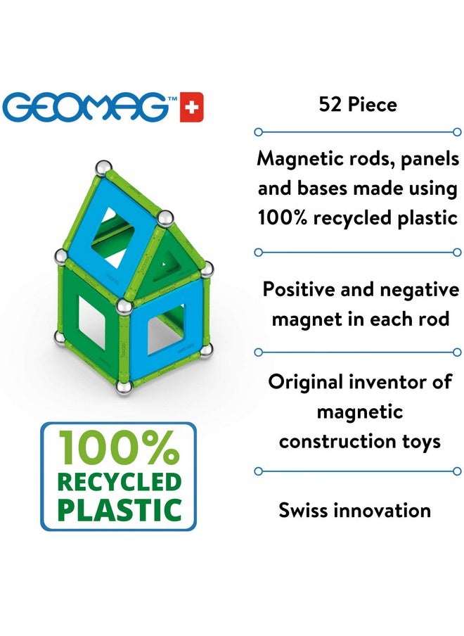 GEOMAG Geomag Magnetic Toys Classic Tiles 52-Piece Building Set for Kids Ages 5-99 | Swiss-Made STEM & STEAM Authenticated Educational Toy Made from 100% Recycled Plastic | Creative Learning Play  - Image 5