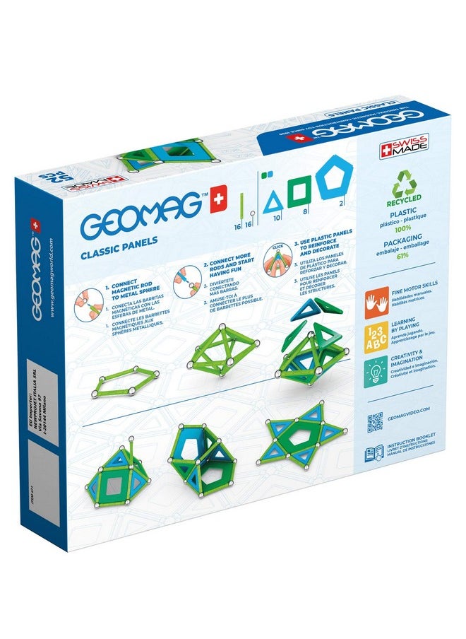 GEOMAG Geomag Magnetic Toys Classic Tiles 52-Piece Building Set for Kids Ages 5-99 | Swiss-Made STEM & STEAM Authenticated Educational Toy Made from 100% Recycled Plastic | Creative Learning Play  - Image 2