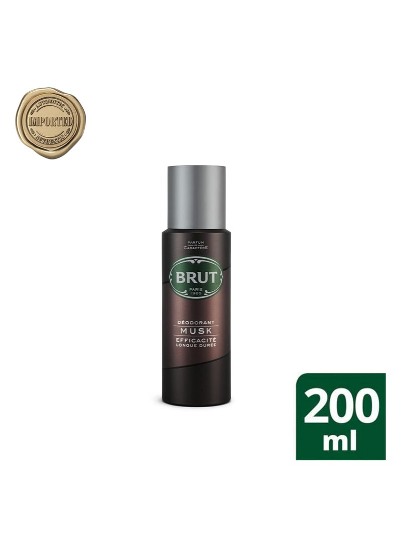 Brut MUSK Long Lasting Fresh Active Odour Protection Signature Scented Body Deodorant Spray for Men - 200 ML - Image 2