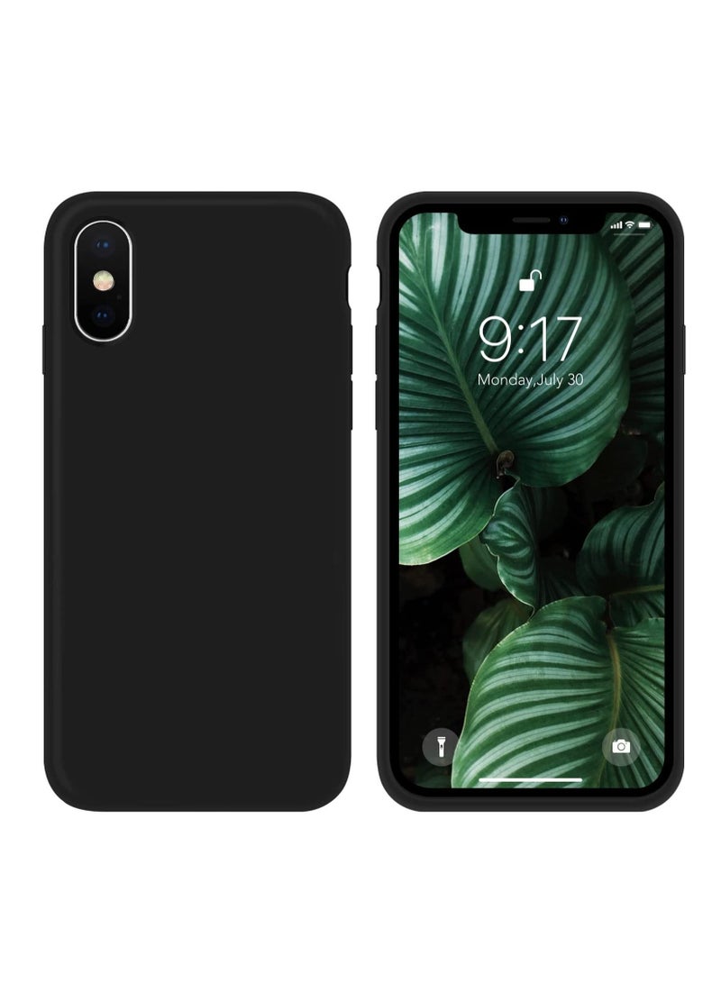 LEDIN Case for iPhone X/iPhone Xs case Liquid Silicone Gel Rubber Phone Case,iPhone X/iPhone Xs 5.8 Inch Full Body Slim Soft Microfiber Lining Protective Case (Black) - Image 1
