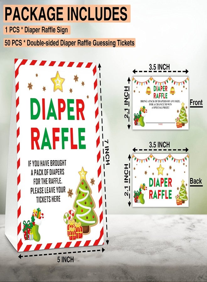 Levitatinyear Christmas Diaper Raffle Game Sign and Card, Christmas Shower Party Game Set, 1 Sign with 50 Raffle Tickets -LK-015 - Image 2