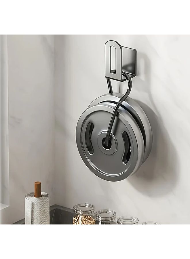 2pcs Black Stainless Steel Wall Mounted Kitchen Hook Rack Organizer - Image 2