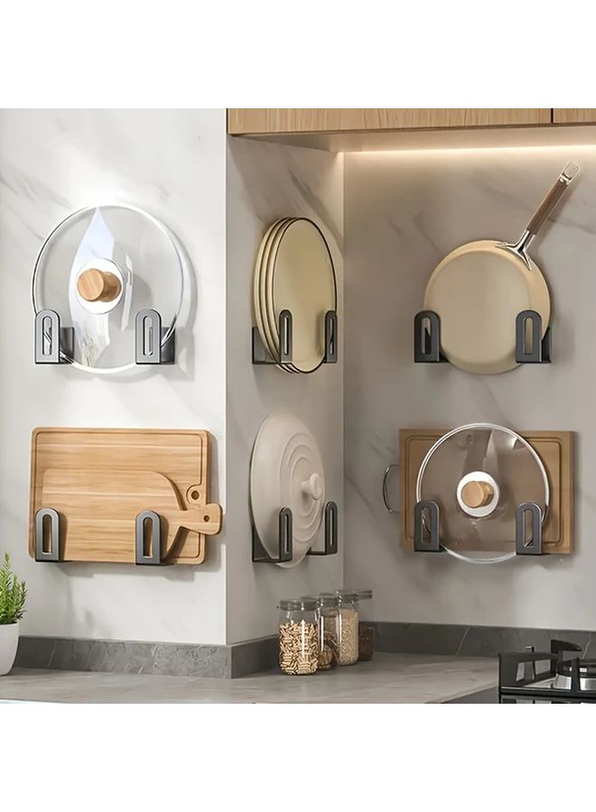 2pcs Black Stainless Steel Wall Mounted Kitchen Hook Rack Organizer - Image 1