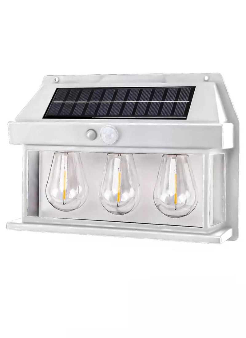 CBK Solar Powered Waterproof Tungsten Wall Light with Motion Sensor, Suitable for Outdoor Garden Villas, Night Light (3 Bulbs), Multicolor  - Image 1